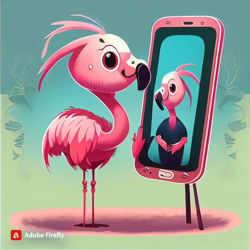 Firefly kawaii flamingo has a video call with another kawaii flamingo sticker anime style 38487 1